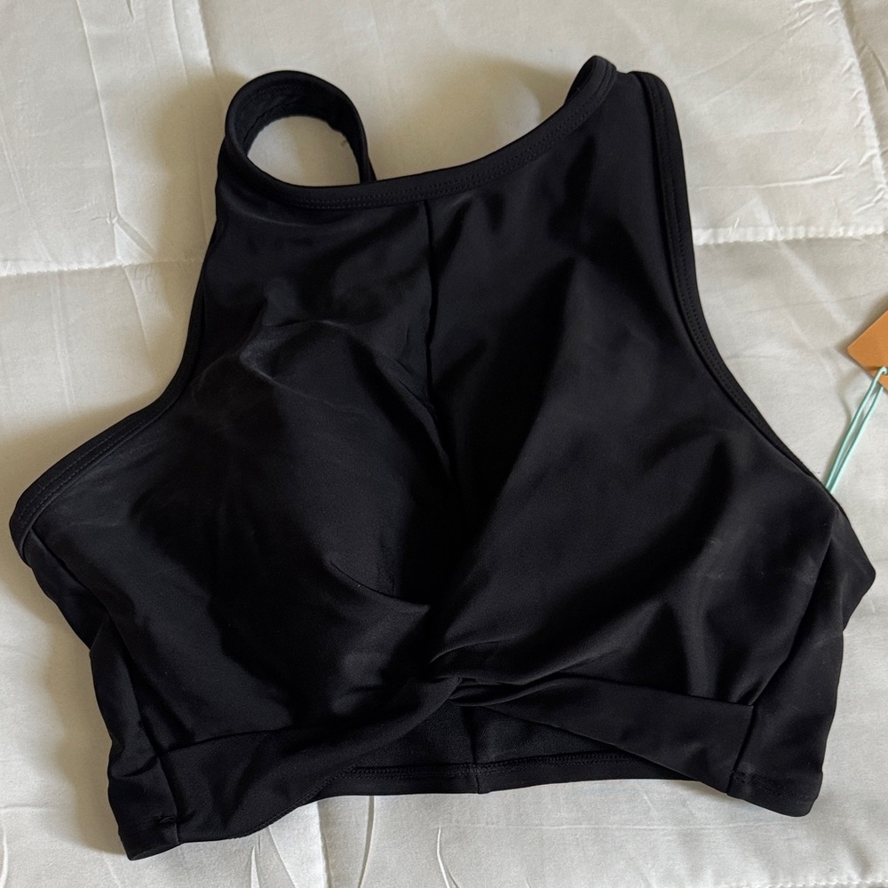 NWT Black Women's High Neck Swim Top